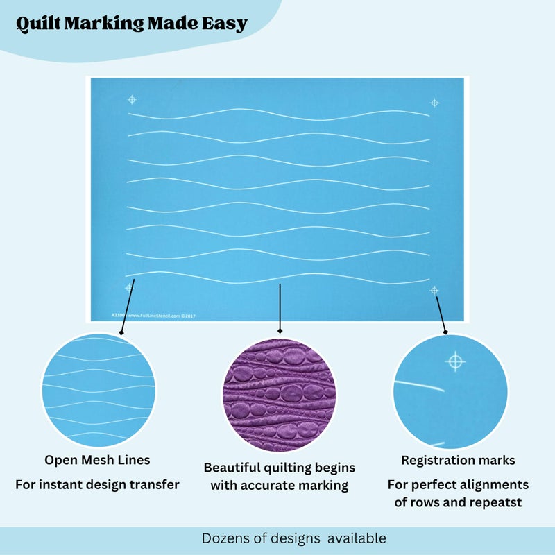 Full Line Stencil - Modern Waves - Edge to Edge Nylon Mesh Stencil, Continuous Line Template for Free Motion Quilting, Domestic Machine Quilting, Hand Quilting, Long-Arm Quilting (31006) - Image 3